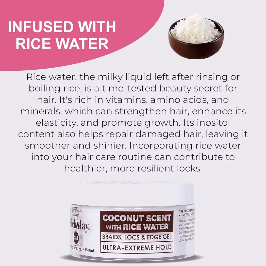 Esha  Slick N Slay 2-IN-1 Braid & Edge Gel - Coconut