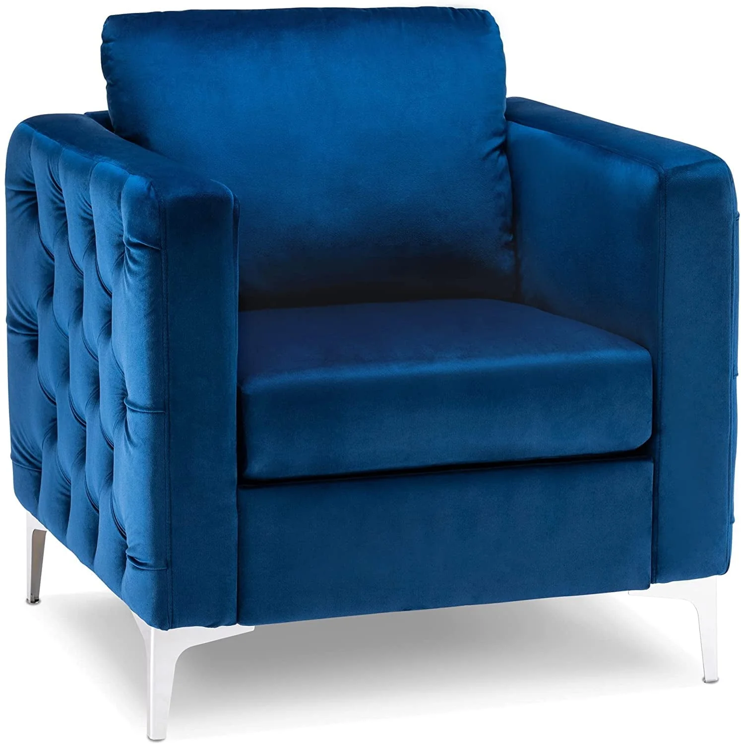 Mcombo Velvet Accent Club Chair, Single Sofa Chair, Armchair 4066 (Grey)