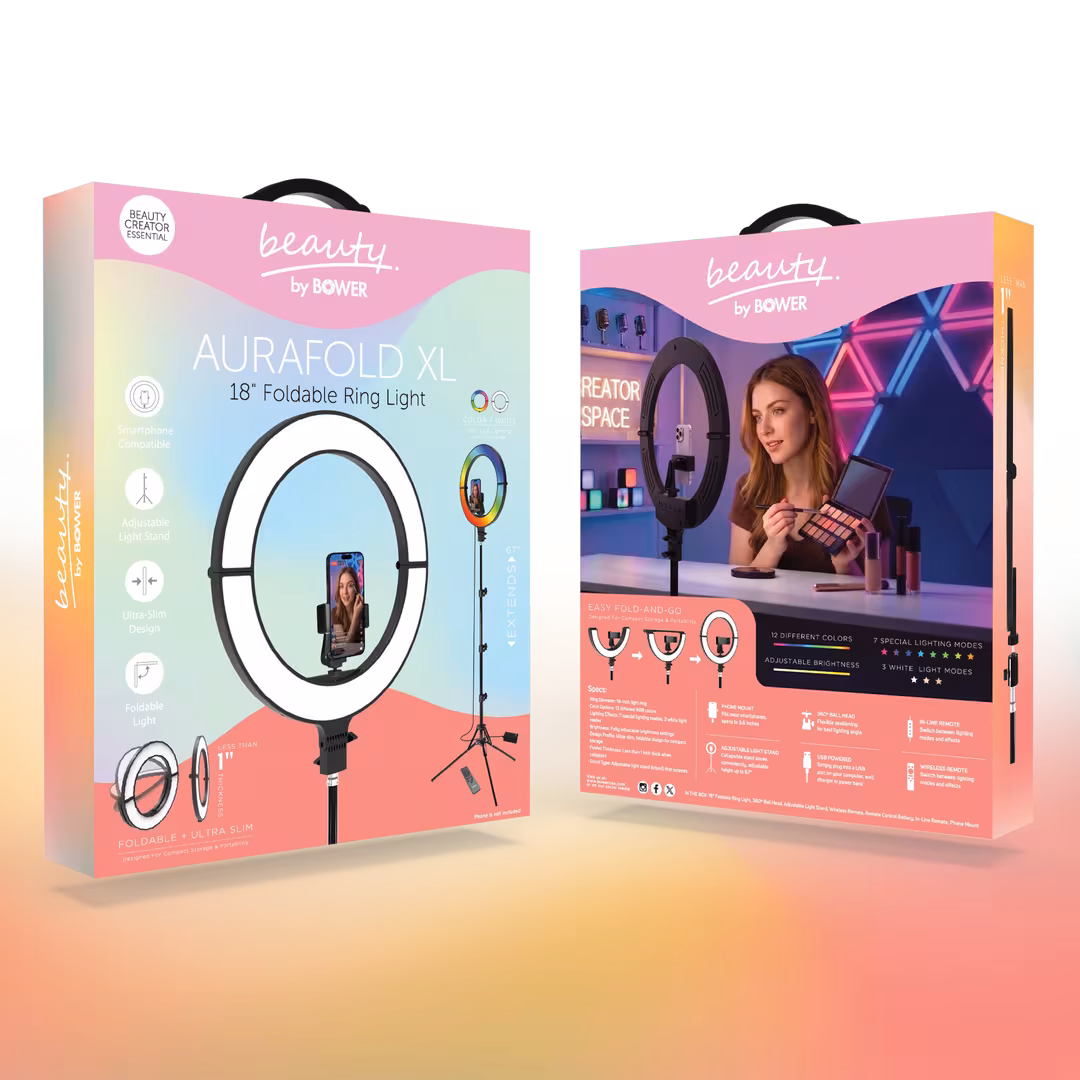 Beauty by Bower  AURAFOLD LED Makeup & Selfie Ring Light