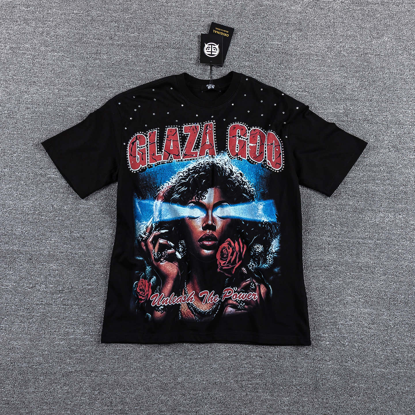 Glaza God Laser Eye Rose Print T-shirt