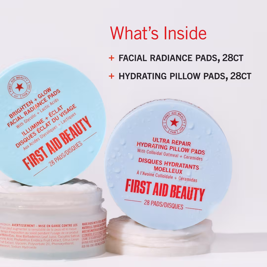 First Aid Beauty  Exfoliate AM + Hydrate PM Travel Size Skincare Pads Duo
