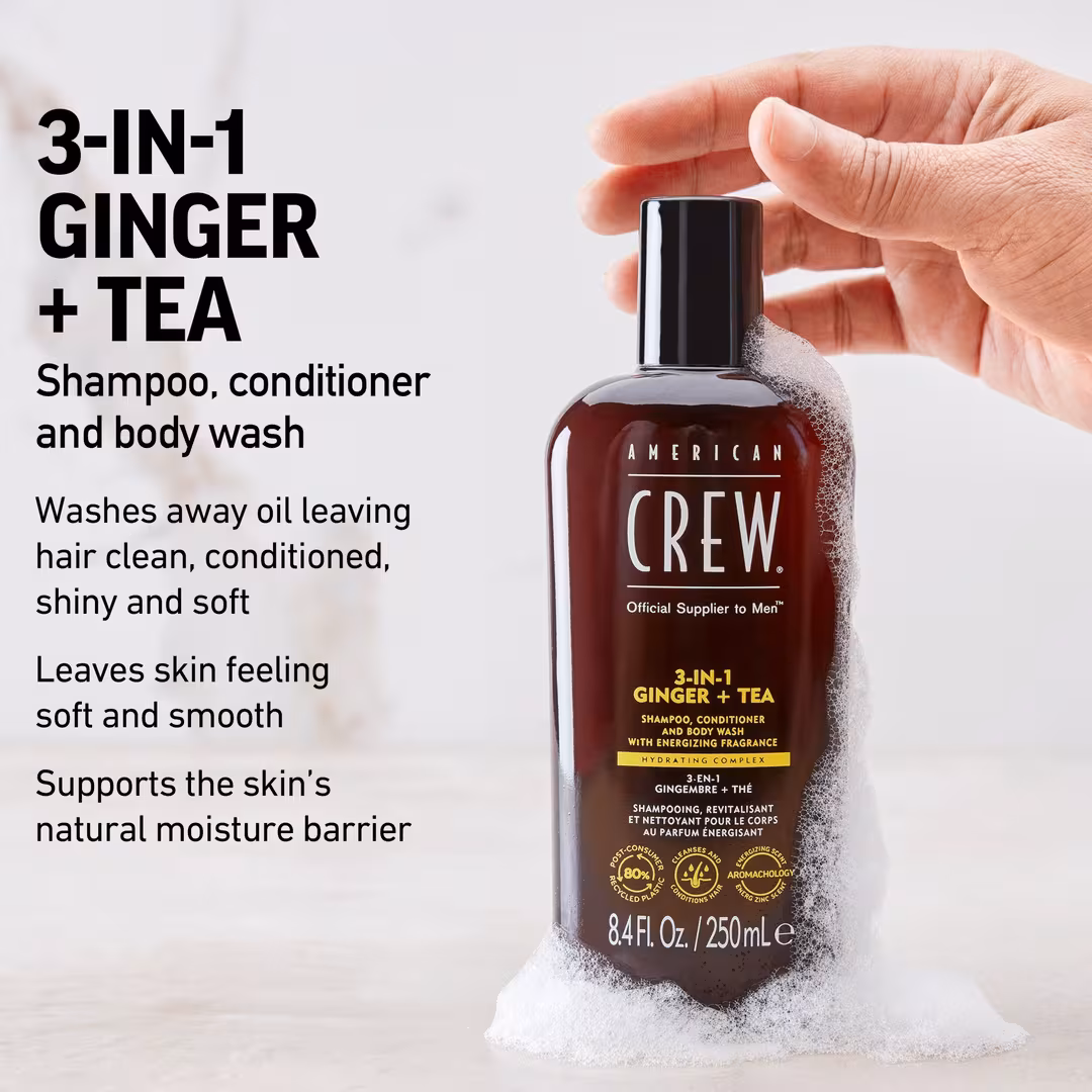 American Crew  3-in-1 Ginger + Tea Shampoo, Conditioner and Body Wash