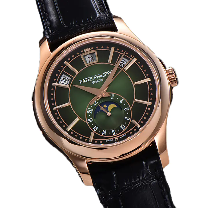 Patek Philippe Complications Series Moonphase 5205R-011 Green Dial on Rose Gold