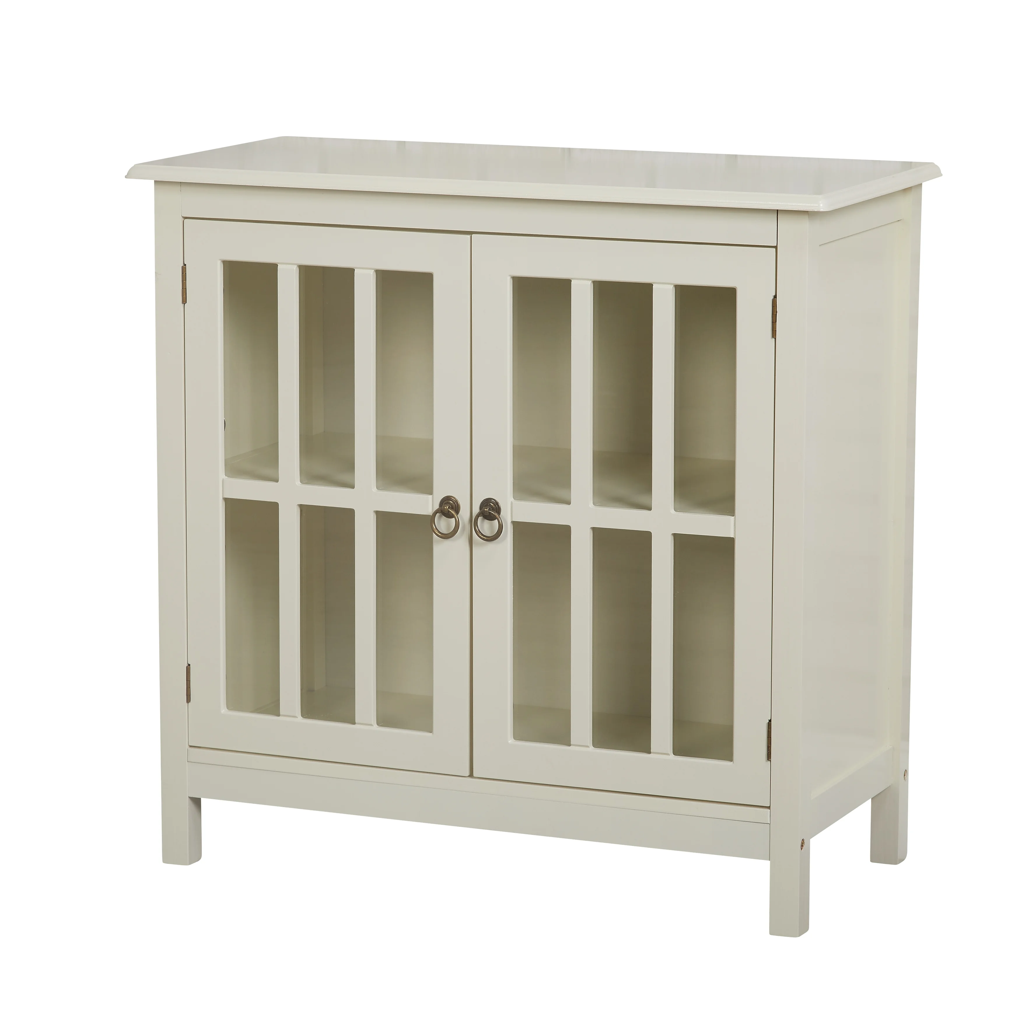 Simple Living  Portland 2-Door Glass Cabinet Antique White