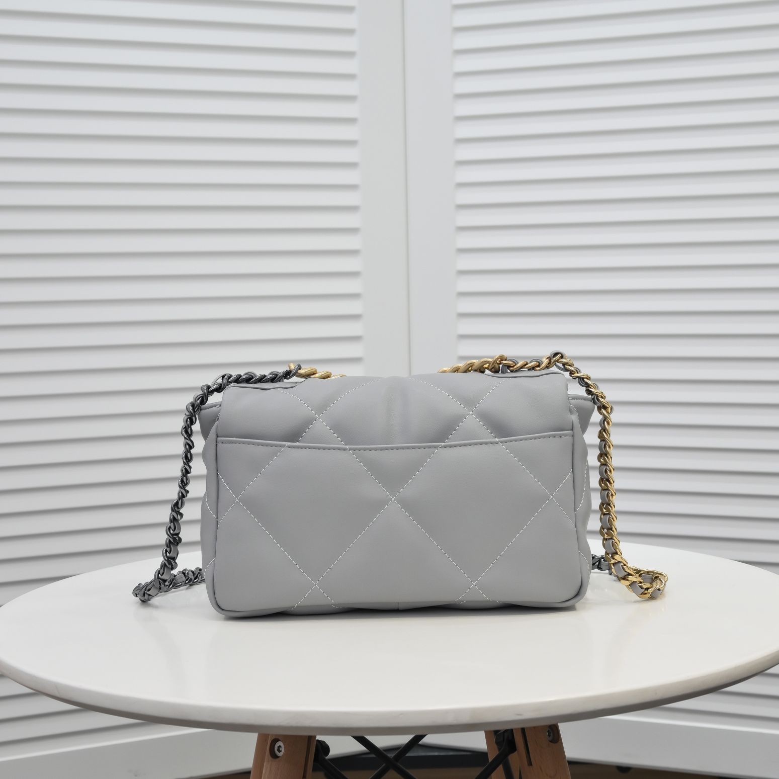 Chanel Calfskin Quilted Chanel 19 Flap Grey -Golden - Bag