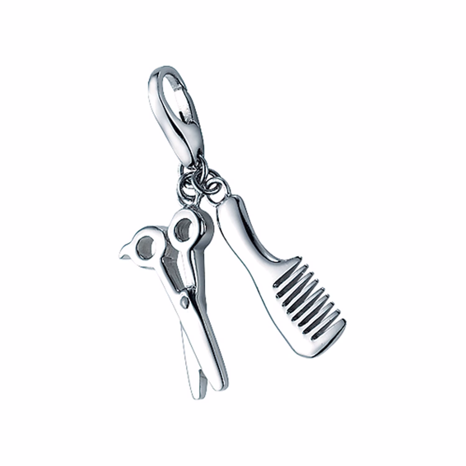 Charm Anhänger Kamm und Schere, Silber 925