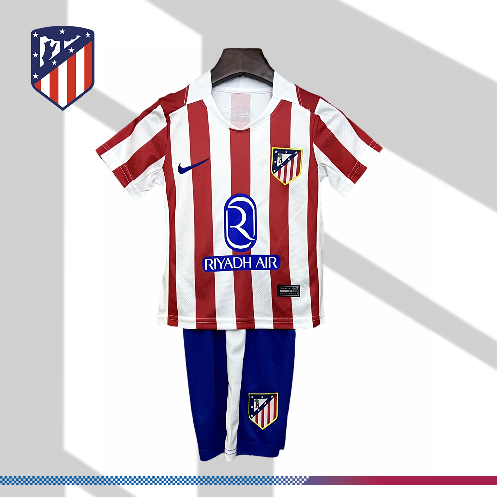 2025/2026 Atletico Madrid Home Football Kids Kit （Kids Kit socks）