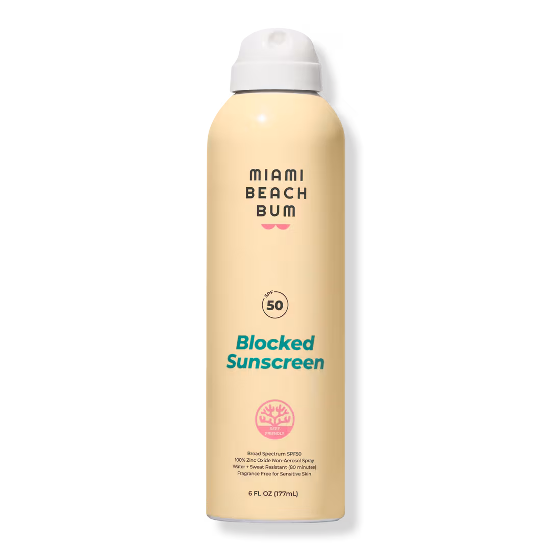 Miami Beach Bum  Blocked SPF 50 Mineral Sunscreen Spray - Reef-Safe, No White Cast