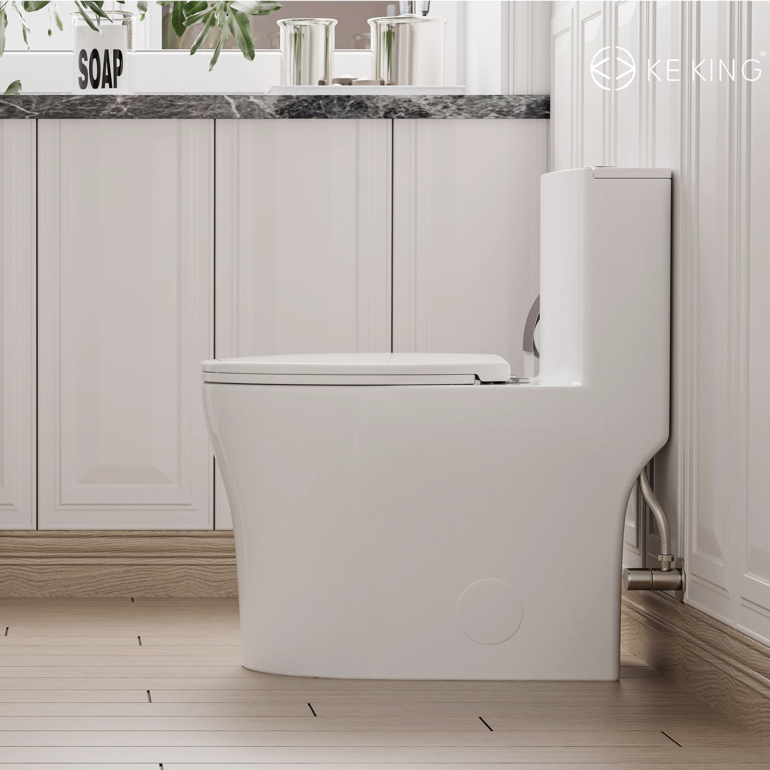 KK KE KING Quiet & Powerful Flush Round Compact One Piece Toilet for Small Bathroom, Space Saving, 12'' Rough-In