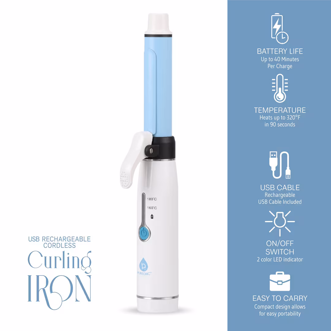 PURSONIC  USB Rechargeable Cordless Curling Iron