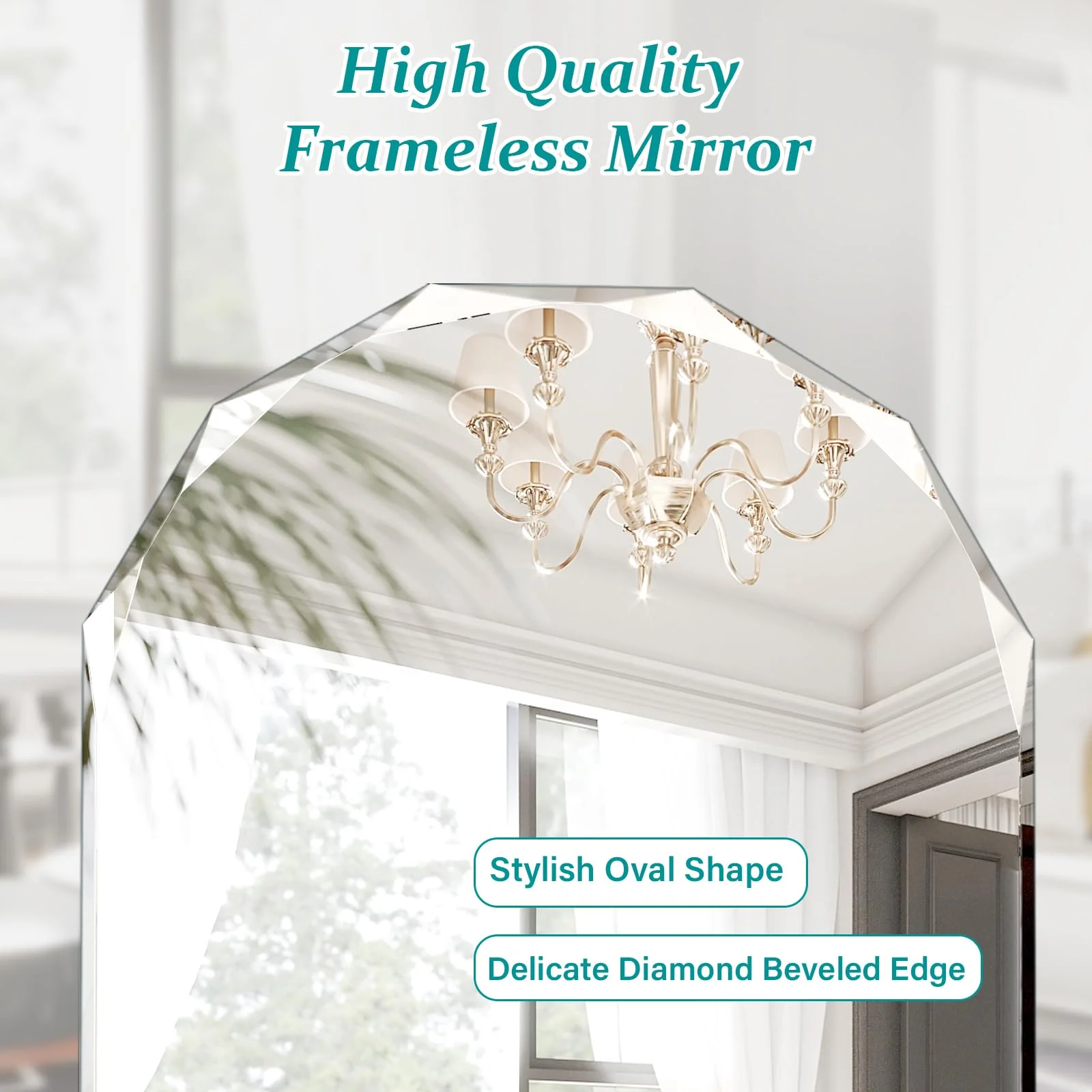 Pregaspor Single Beveled Edge Bathroom Vanity Mirror, 23.6