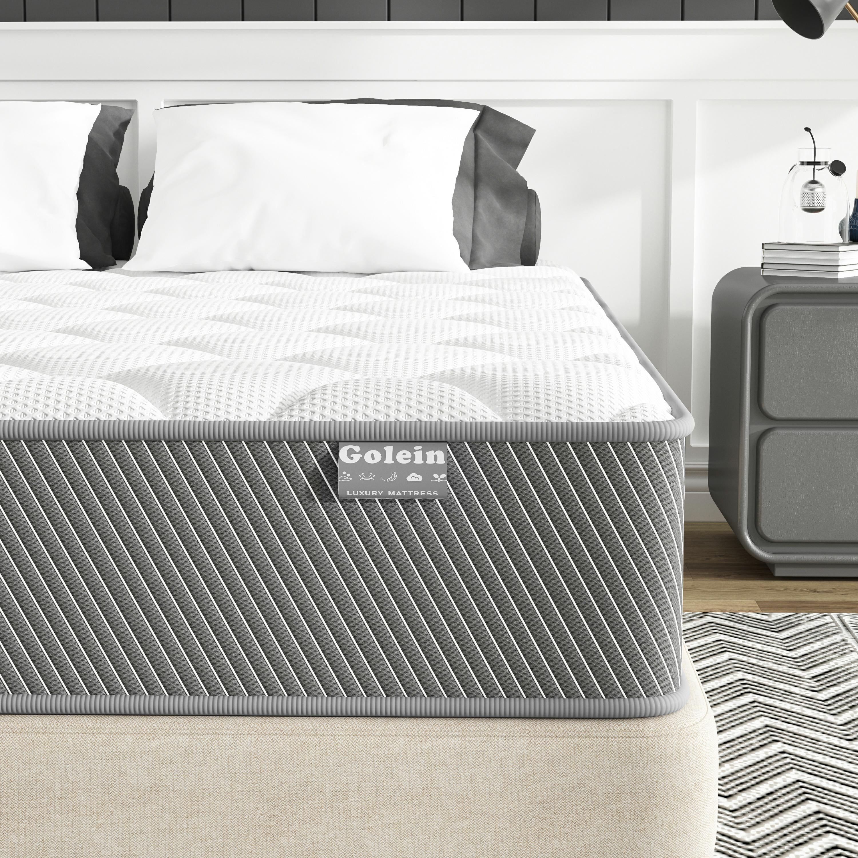 Queen Size Mattress, 12 Inch Memory Foam Hybrid Mattress Full Size in a Box, Back Pressure & Pain Relief, Medium Firm Mattresses, Motion Isolation,CertiPUR-US
