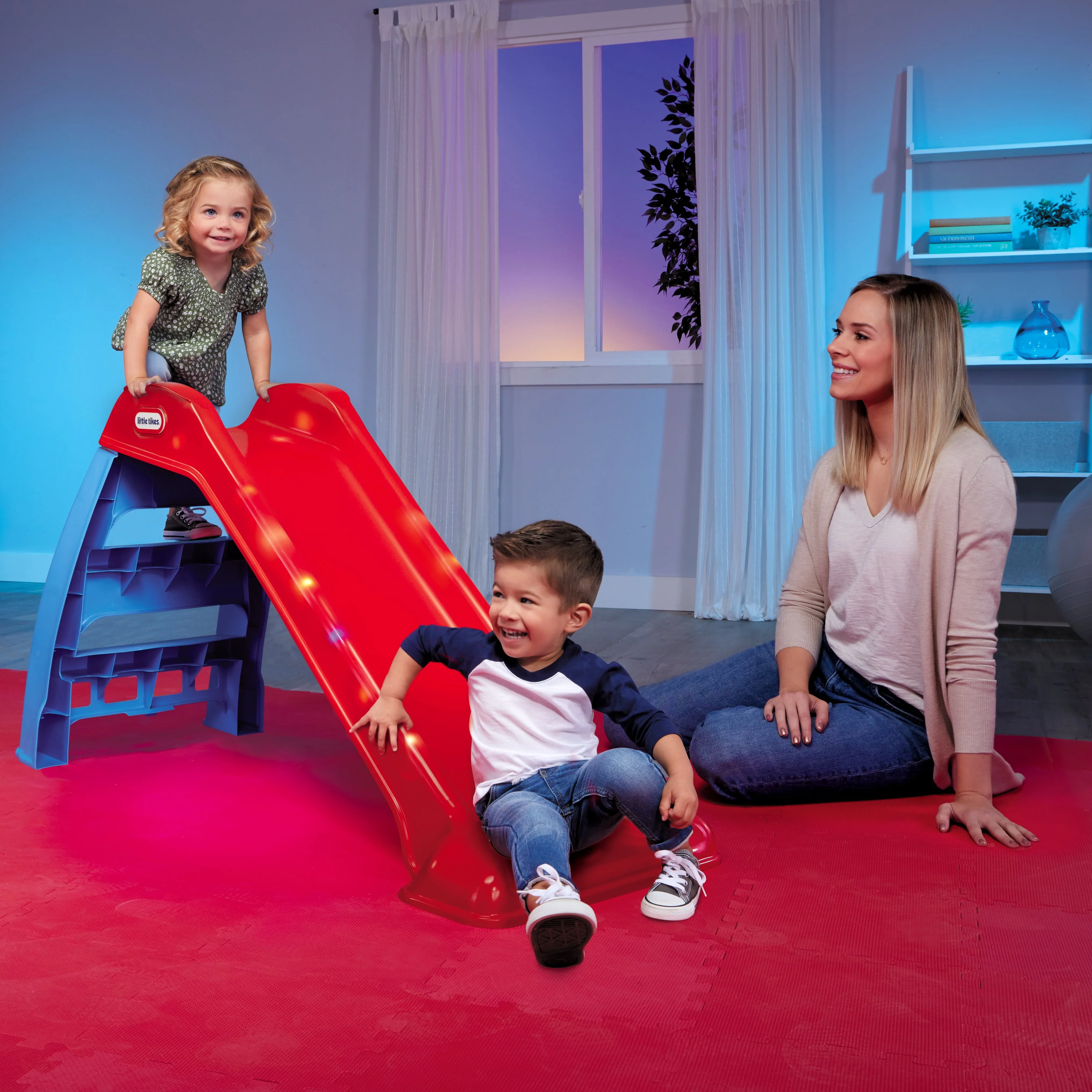 Little Tikes Light up First Slide Indoor Outdoor Playground Slide, Folding Easy Storage, Red, Blue, Kids Toddlers Boys Girls, 18 Months to 6 Years