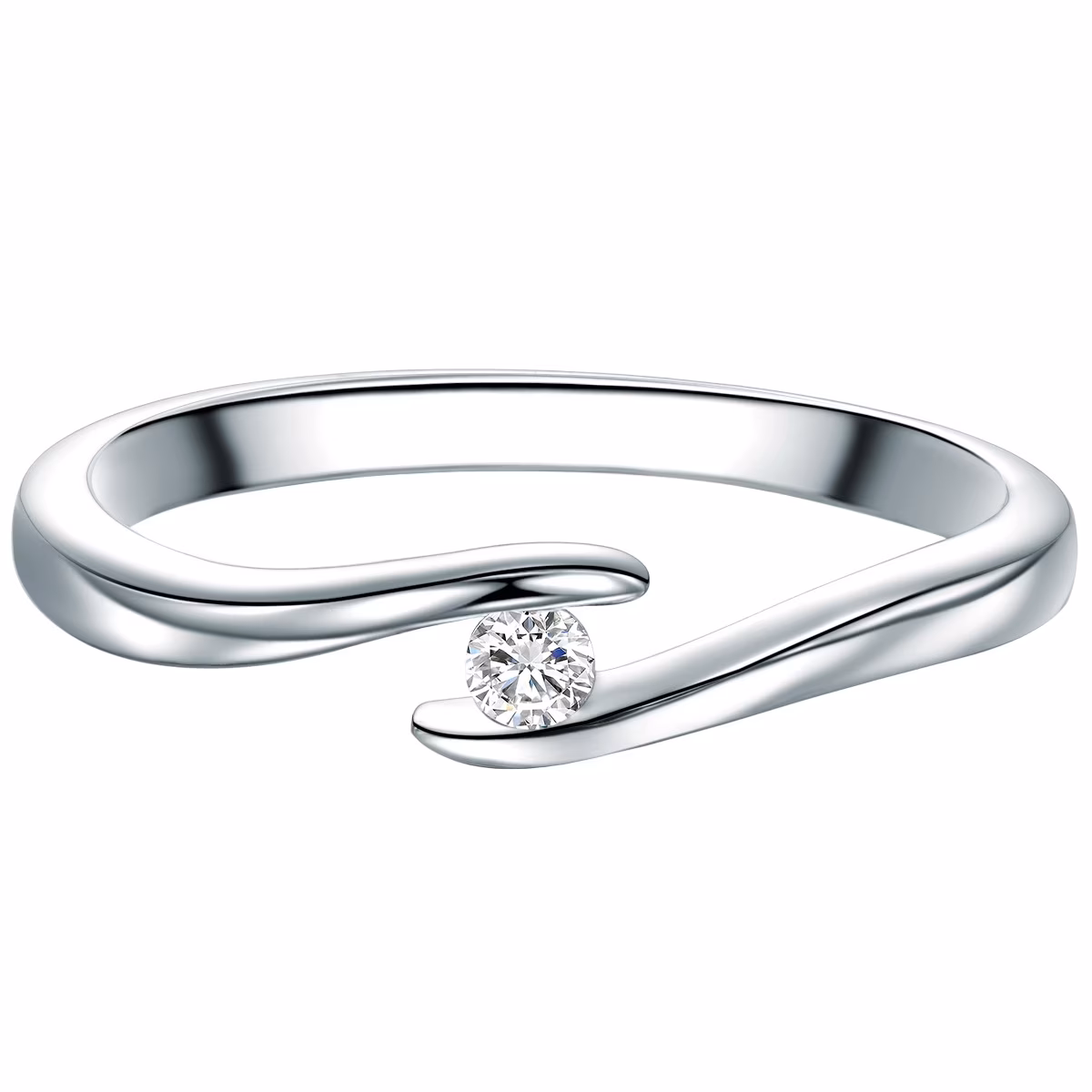 Ring aus Sterling Silber in silber mit Zirkonia