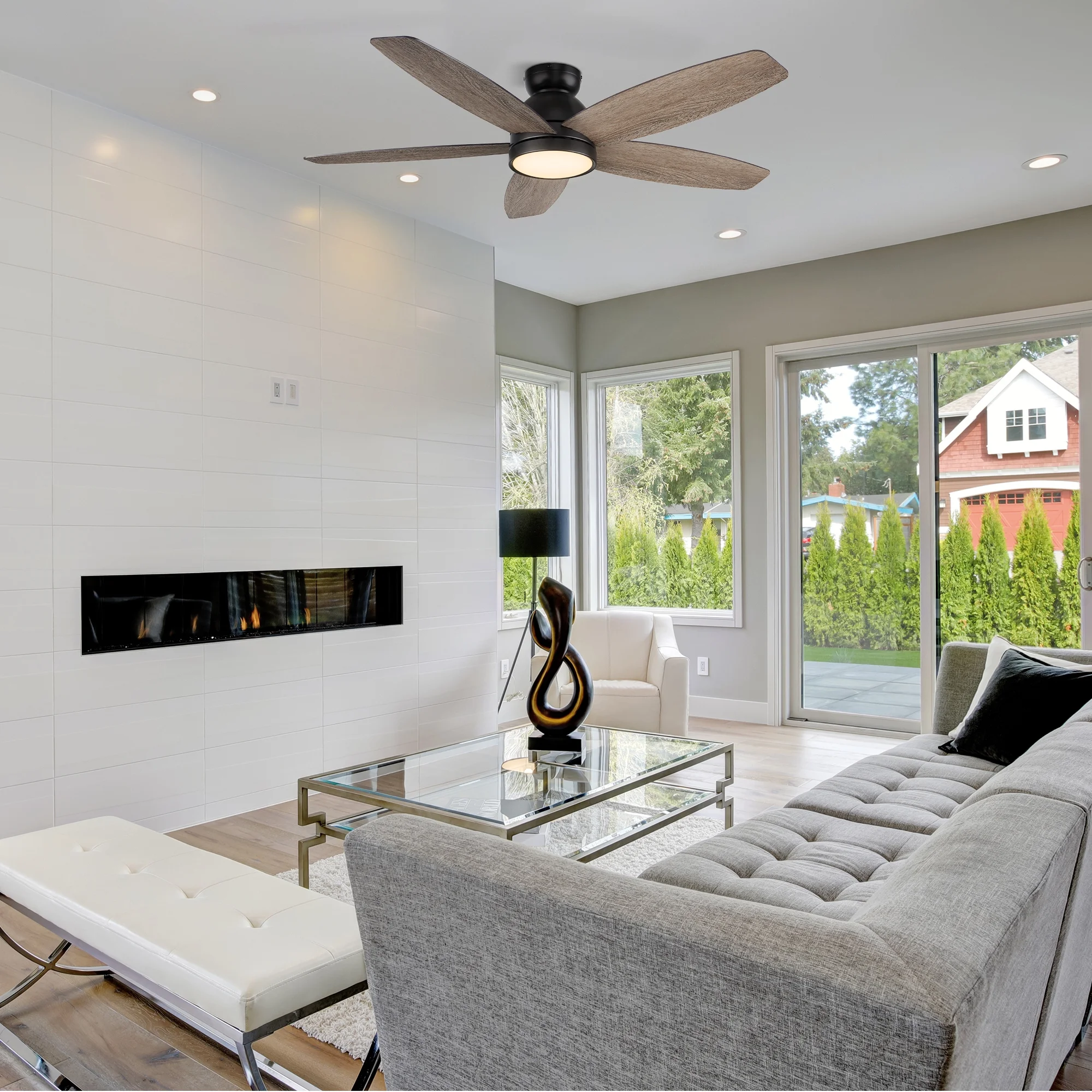 CARRO 52" Flush Mount Indoor Ceiling Fan with Remote and Dimmable Light