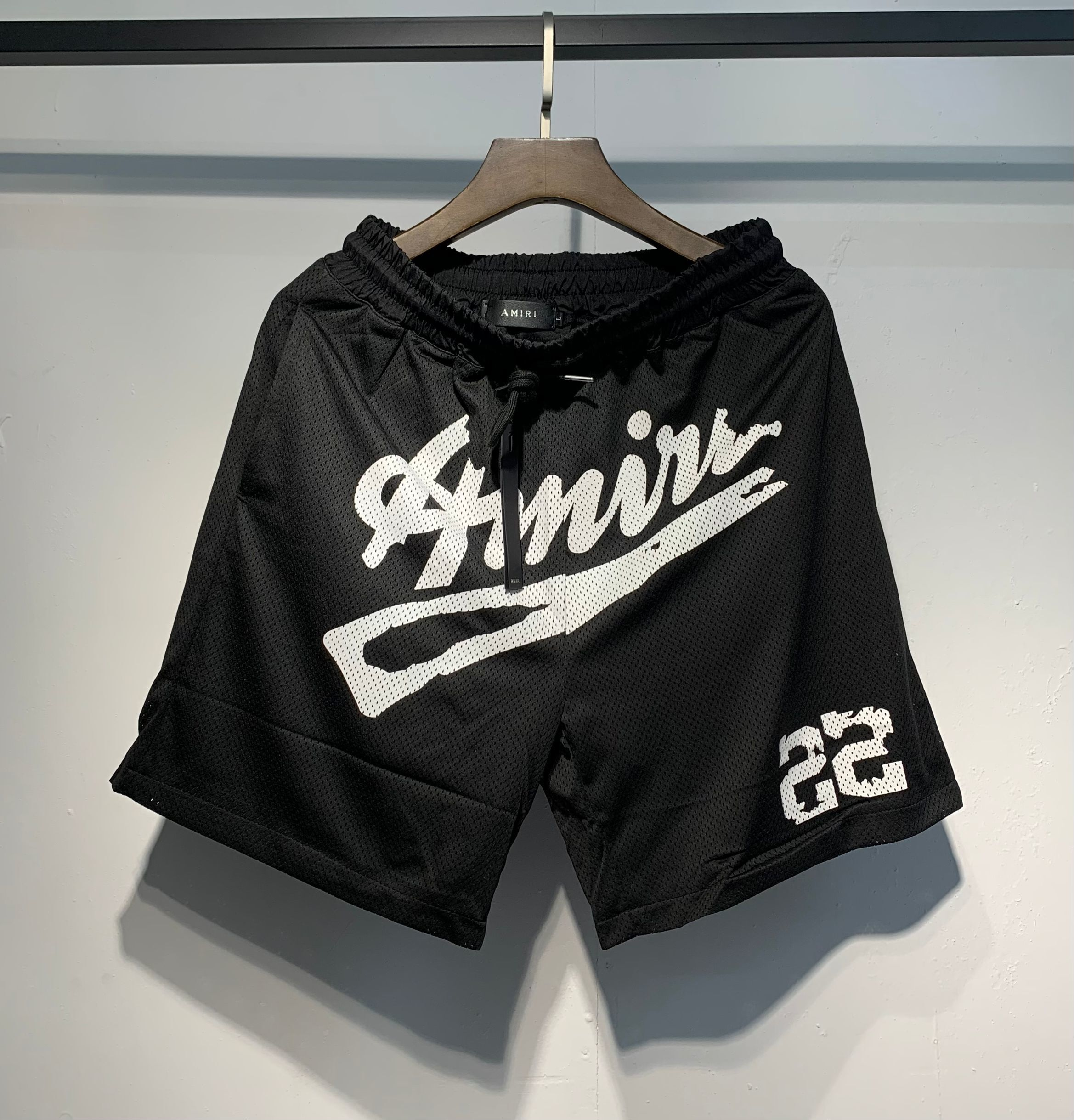 Black comfortable and breathable short pants with white letter graffiti