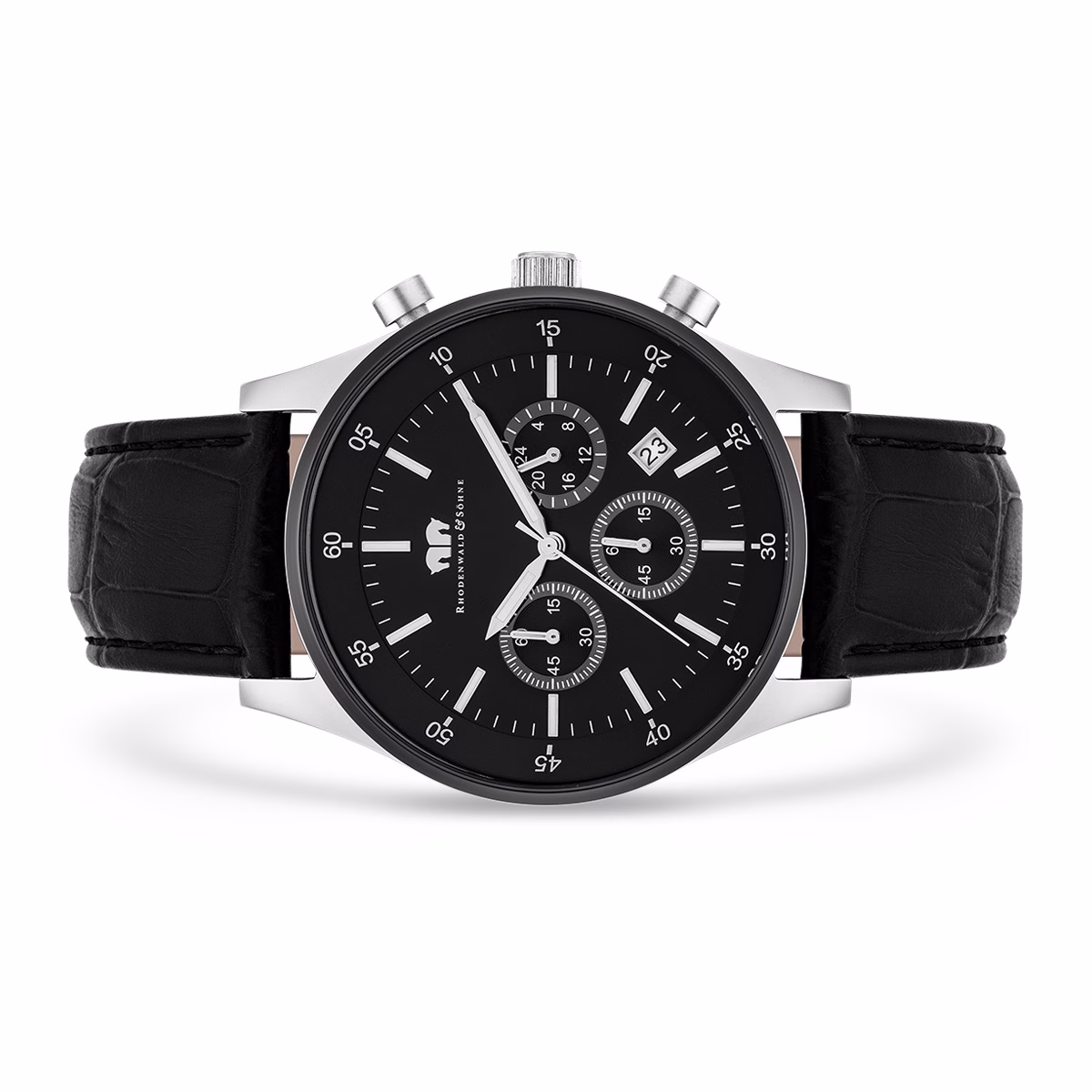 Armband-Uhr Goodwill aus Echtleder in silber/schwarz