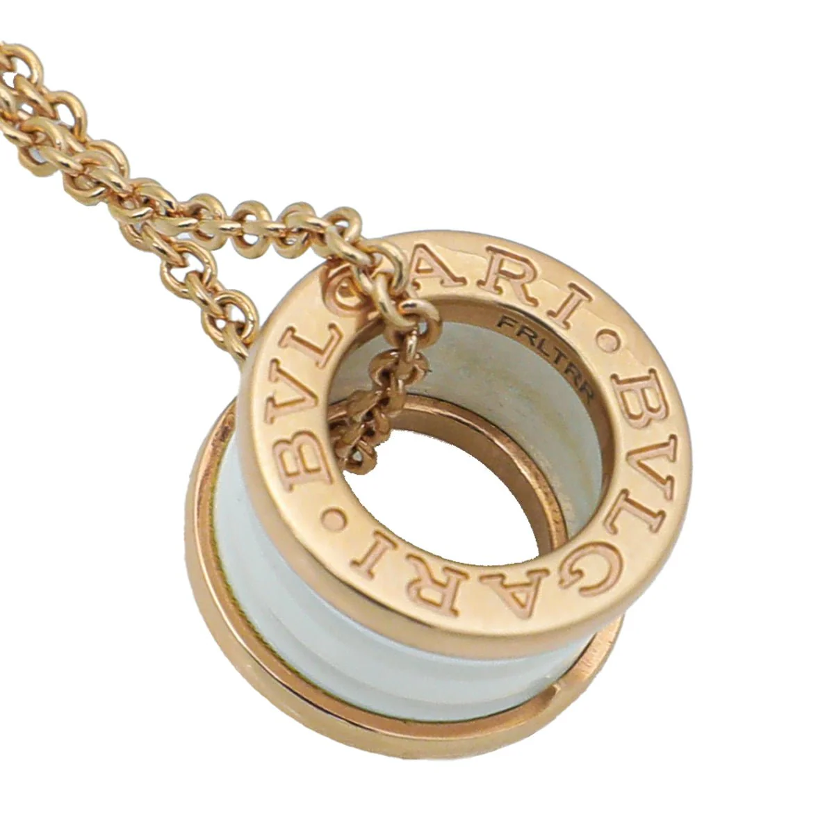 Bvlgari 18K Pink Gold White Ceramic B.Zero 1 Pendant Necklace