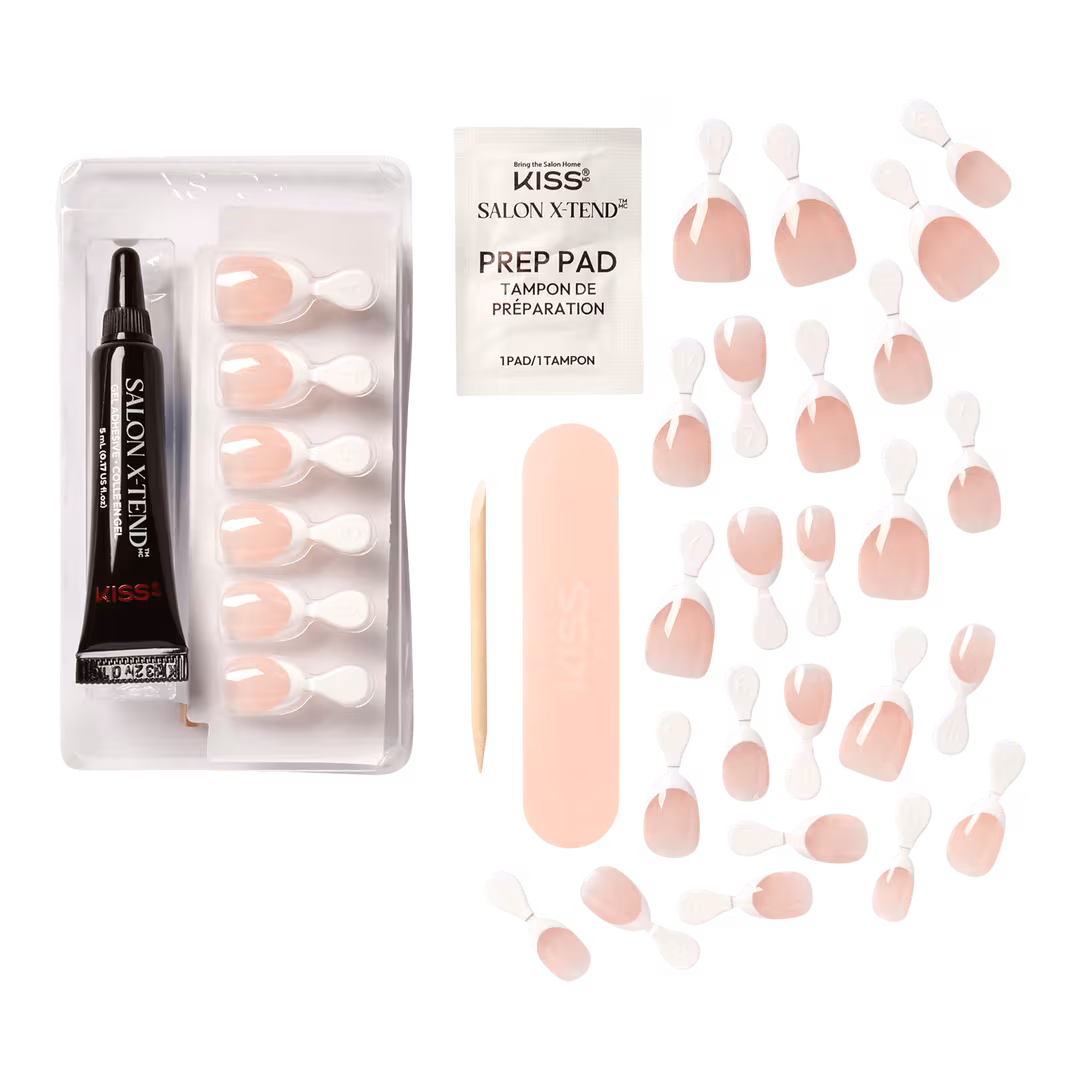 Kiss  Salon X-tend Short Almond Press On Nails LED Gel Nails, Nonsense