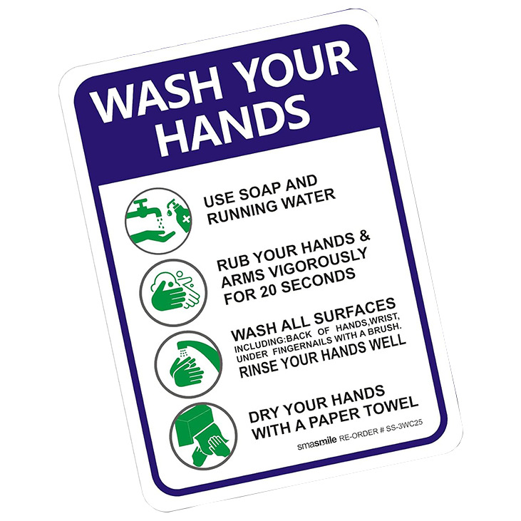 Please wash your hands sticker, rainproof and UV-resistant, indoor and outdoor employee hand washing sign