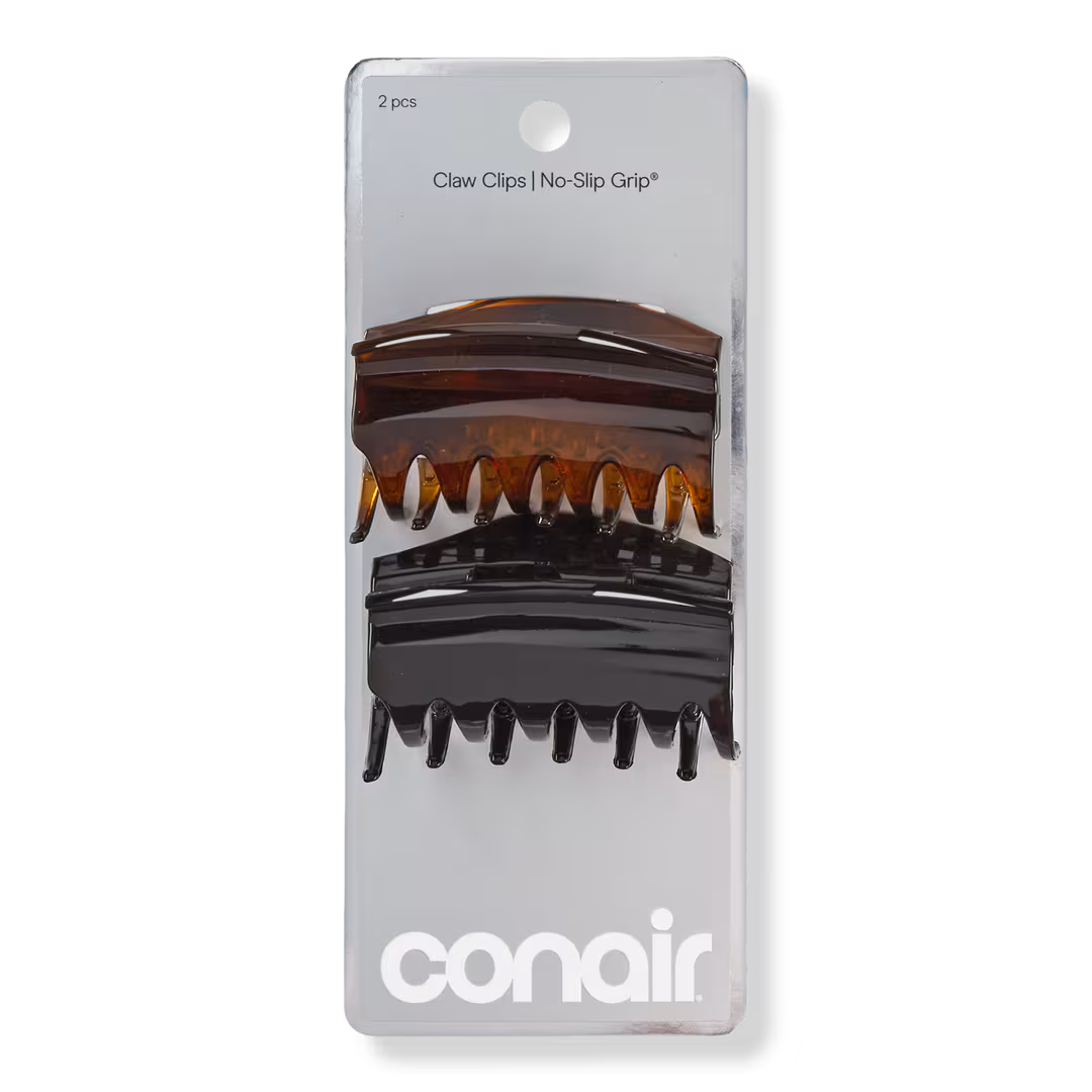 Conair Accessories  No-Slip Grip Black & Tortoise Claw Clips