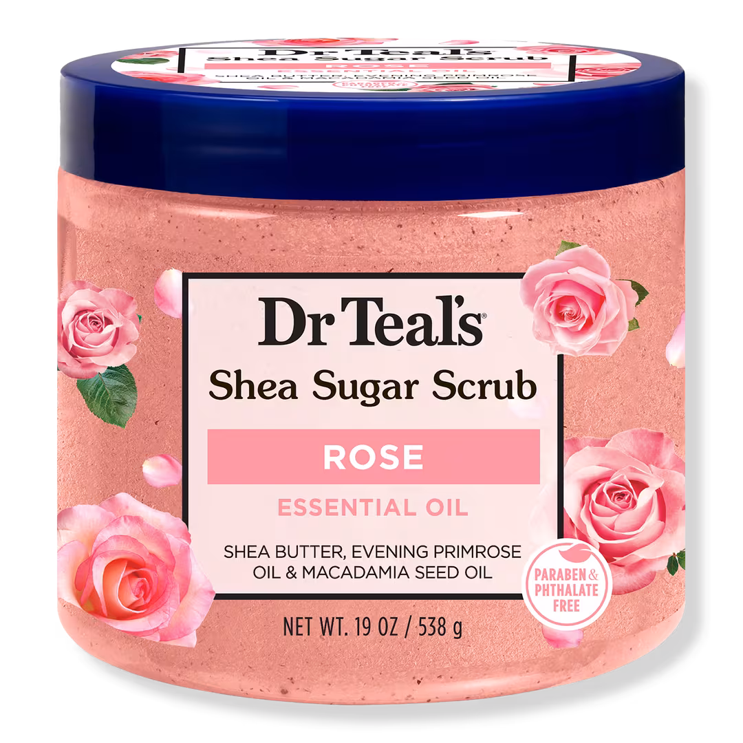 Dr Teal's  Shea Sugar Scrub with Rose Essential Oil & Macadamia Oil