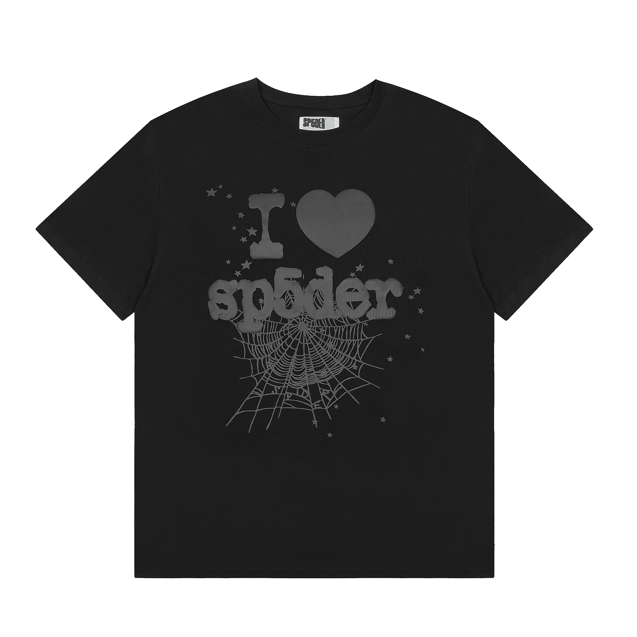 Grey spider web printed short-sleeved shirt