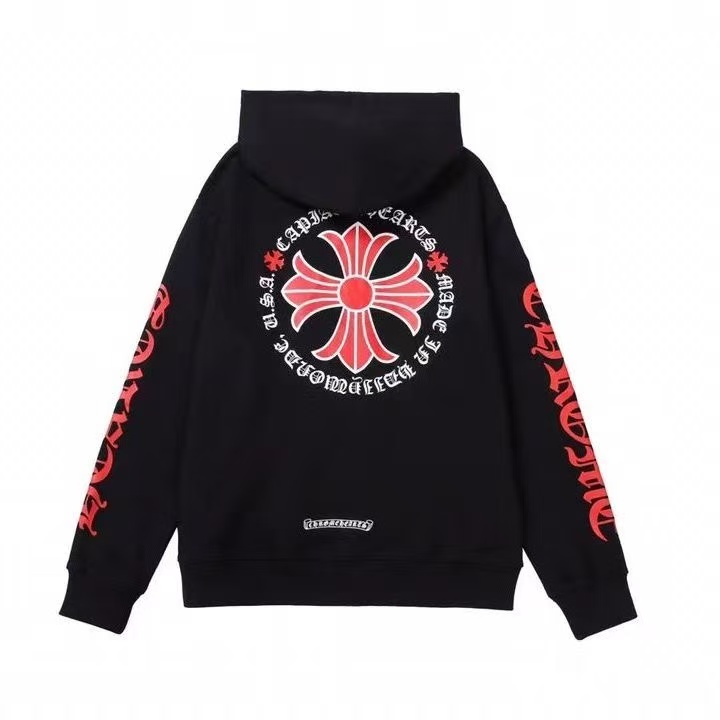 1:1 High street printed cross-shaped horse hoof Sanskrit hooded pullover with zipper vest