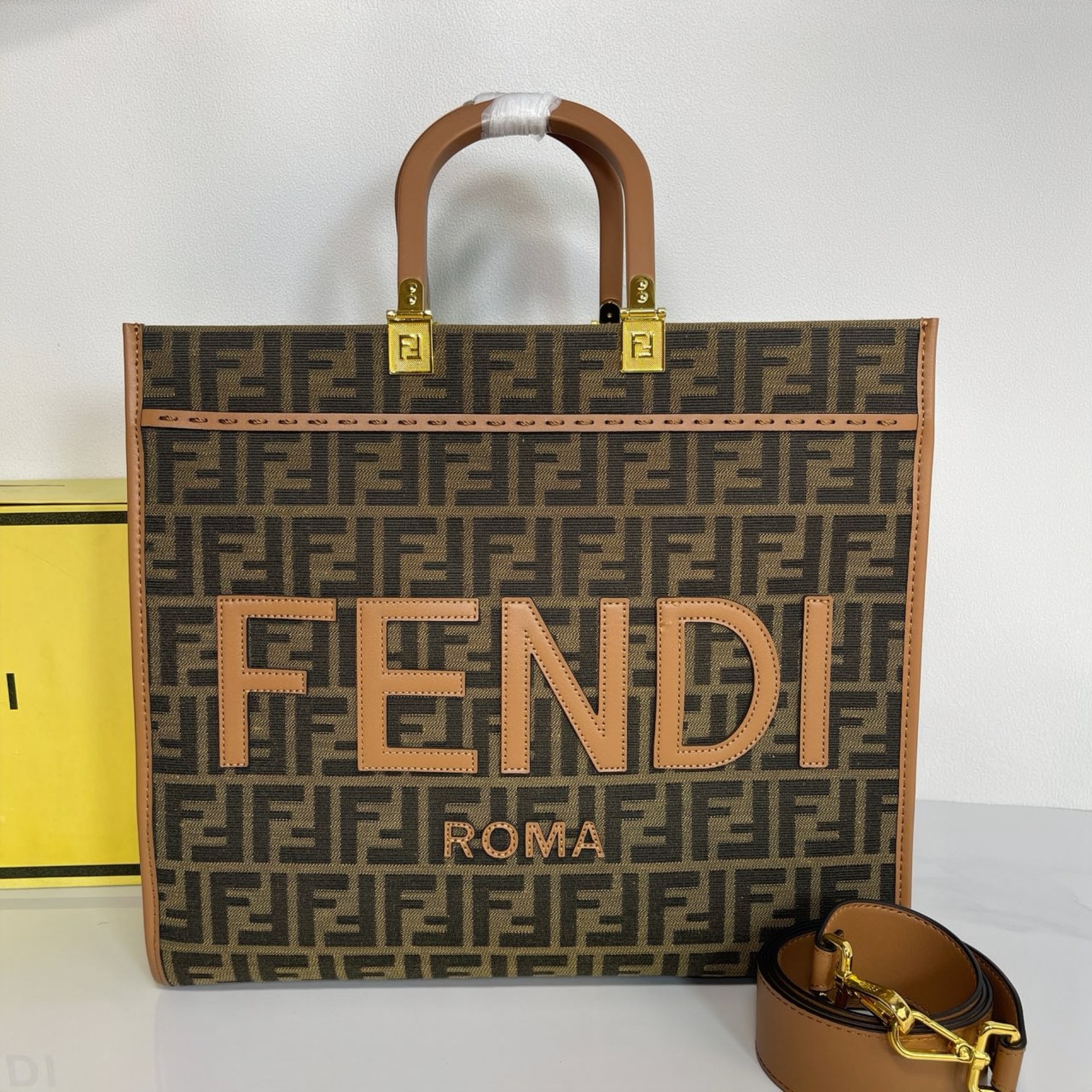 Fendi Sunshine Small FF Canvas Tote Bag