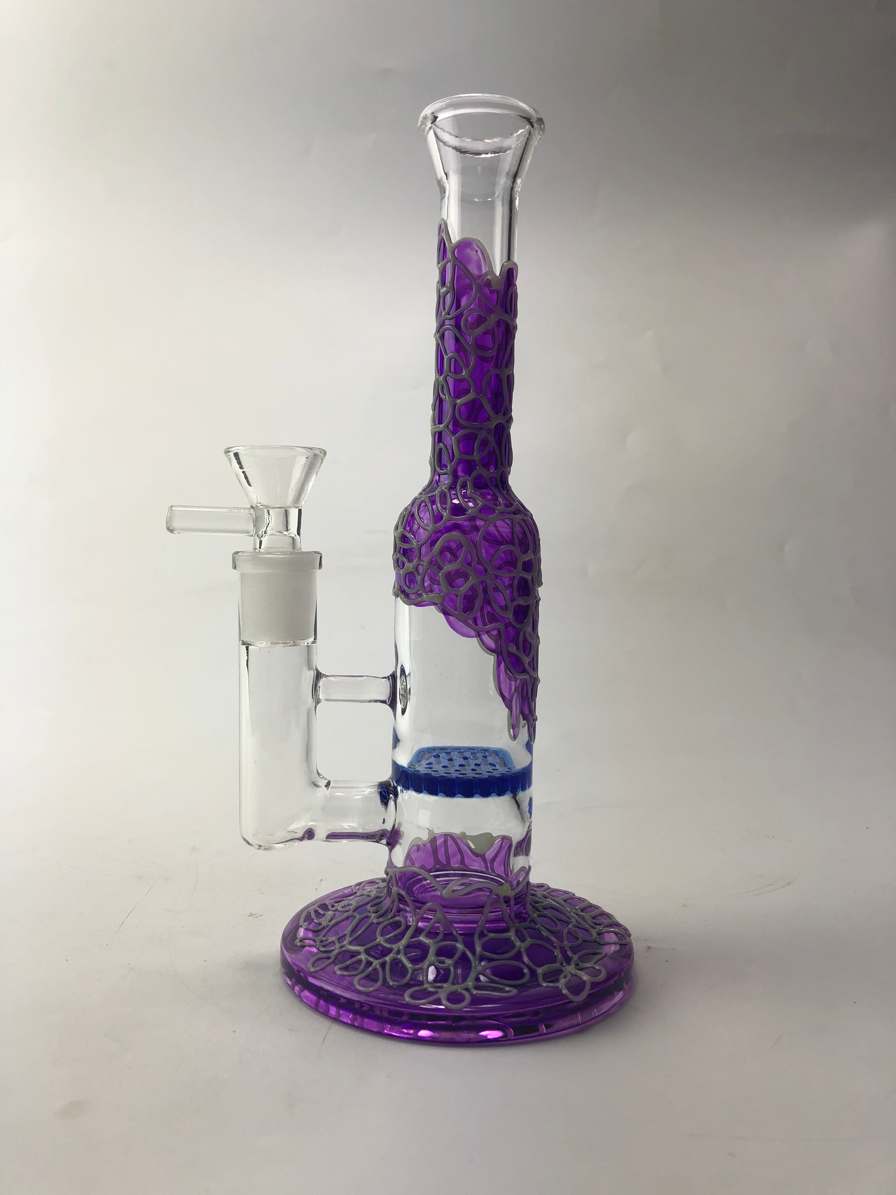 9 Straight Neck Glass Honeycomb Perc Bong