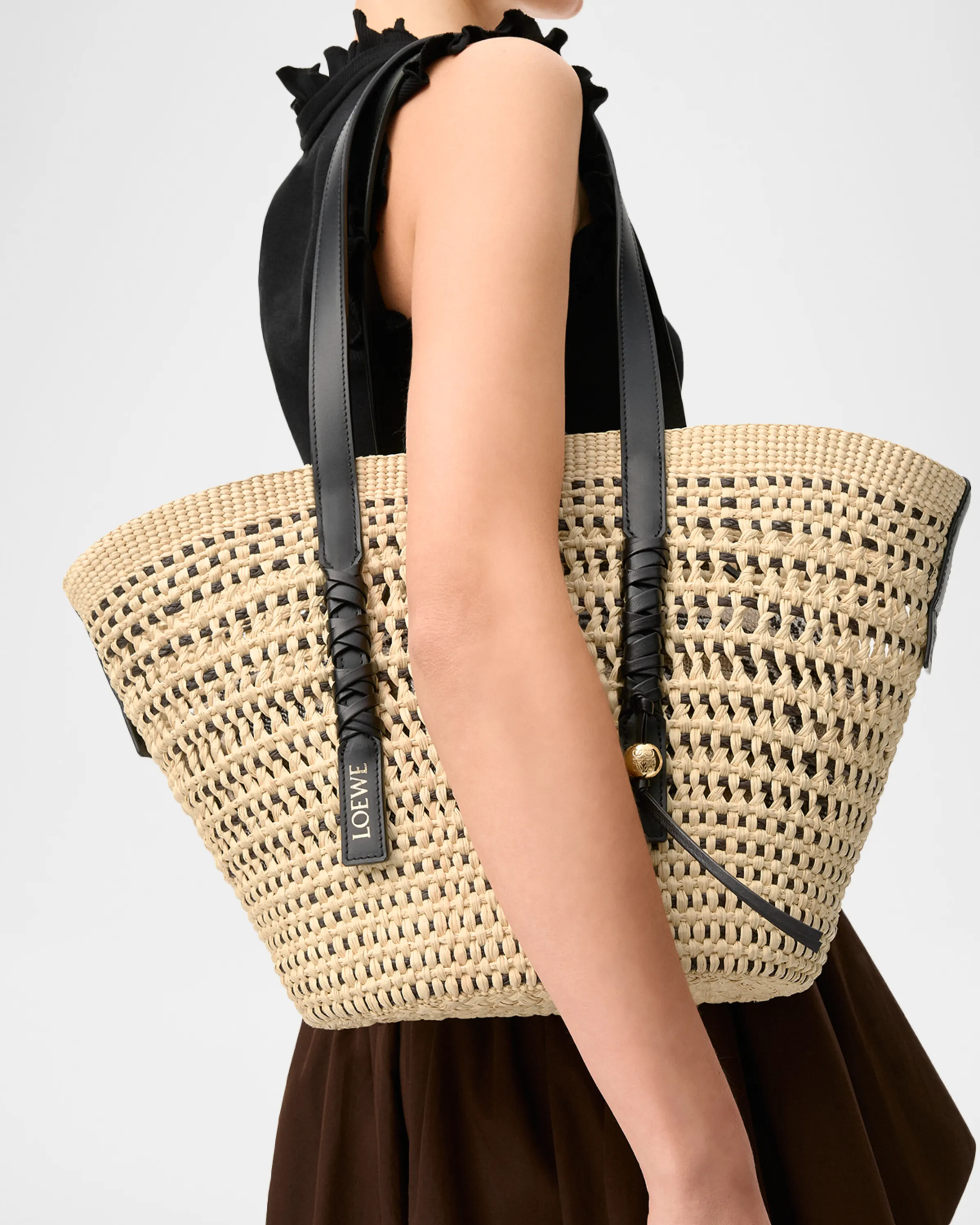 Loewe x Paula Ibiza Braid Medium Woven Basket Tote Bag