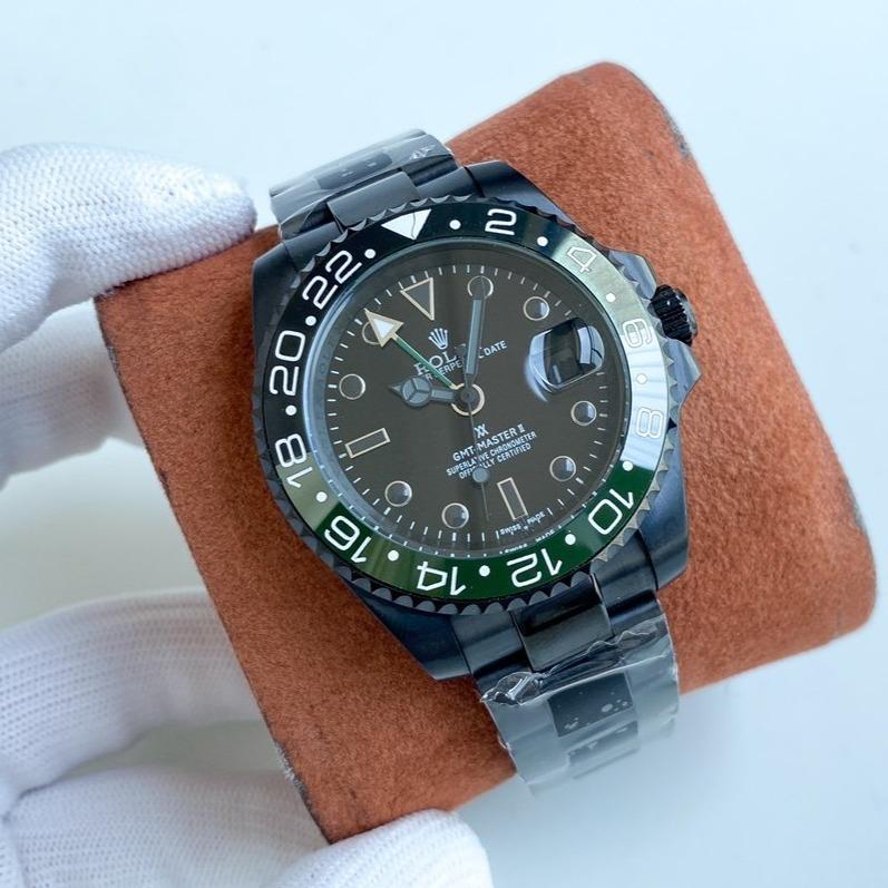 Rolex Watch GMT-MASTER II CUSTOM BLACK CASE GREEN BLACK BEZEL
