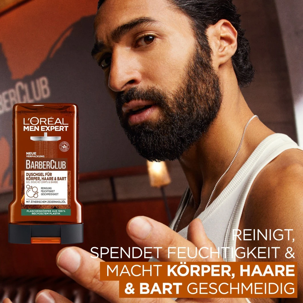 Barber Club für Körper, Haare und Bart mit Zedernholzöl