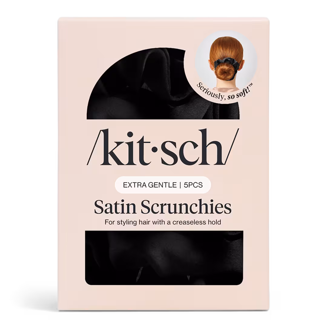 Kitsch  Black Satin Sleep Hair Scrunchies