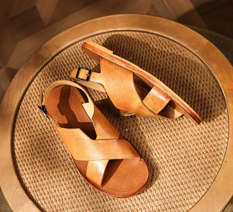Handmade tire buffalo washed sandals