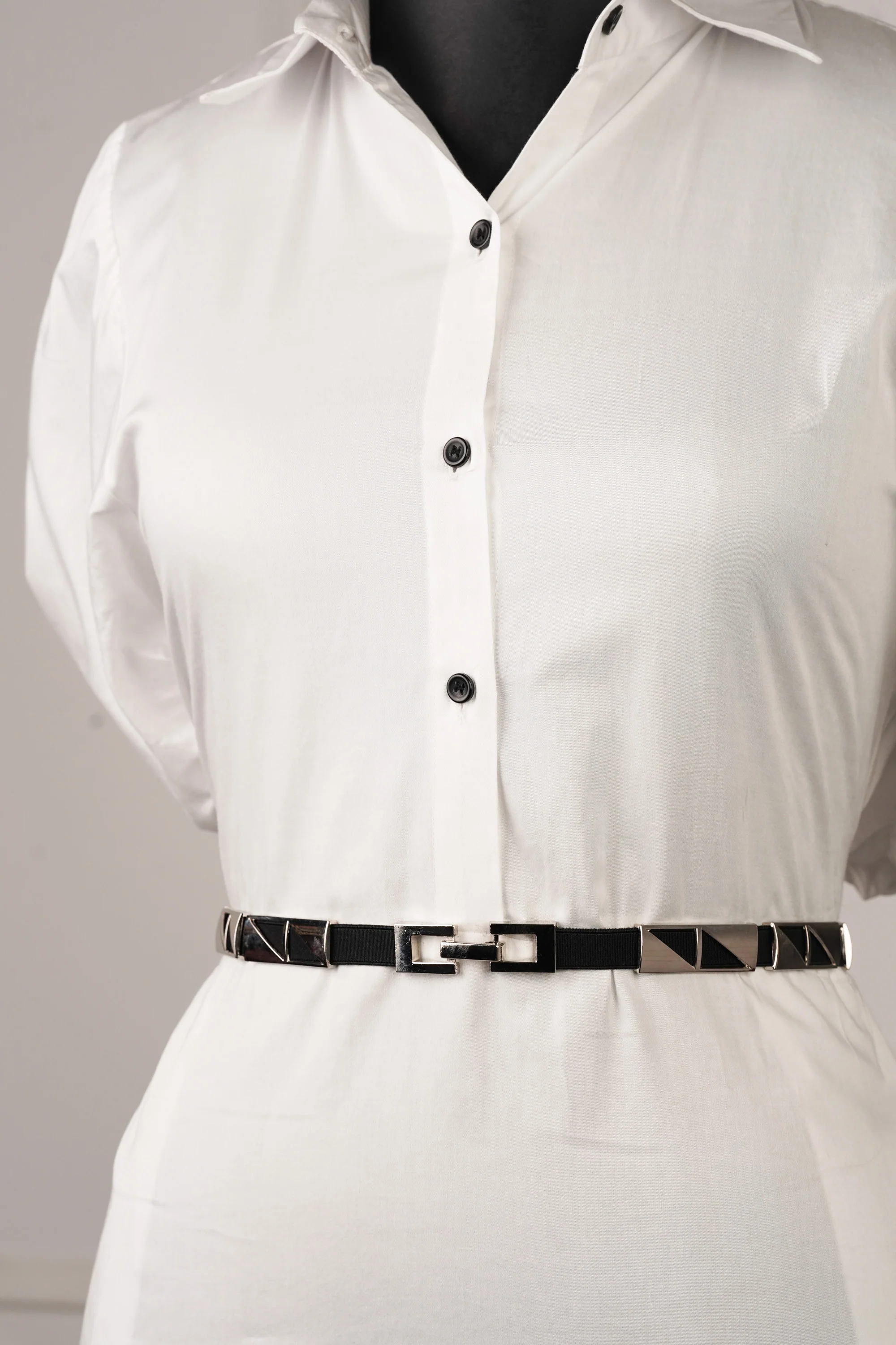 Silver Rectangle Elasticated Belt