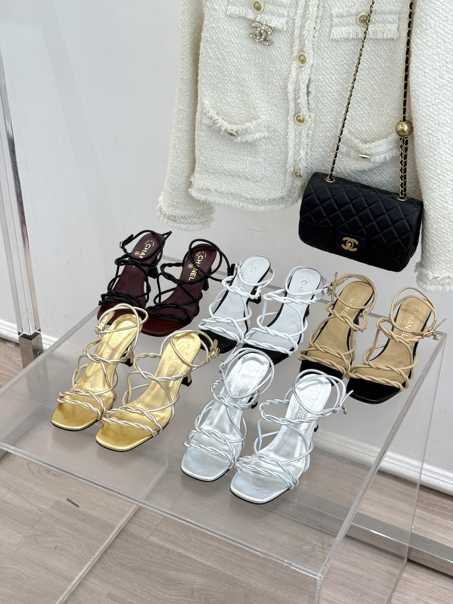 Chanel 26P Braided Leather Strappy Slingback Heels
