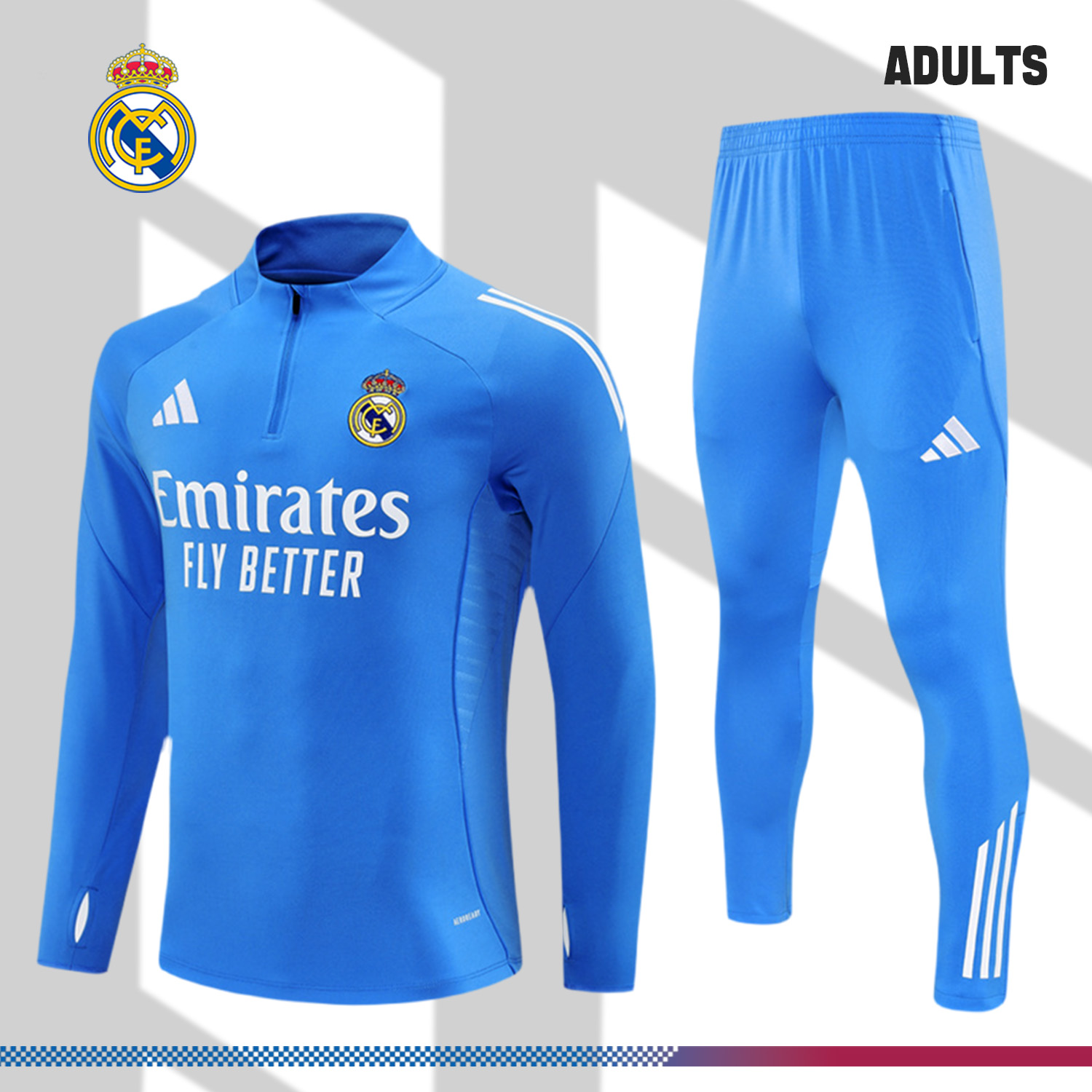 2025/2026 Real Madrid Adult Half Zip Training Kit (Adult Kit)