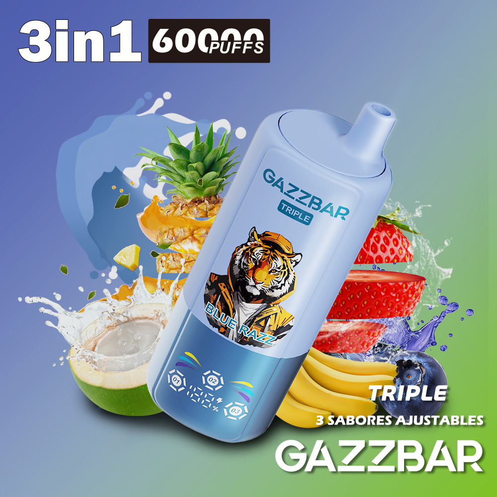 3-IN-1 60000 PUFFS-Blue Razz&Pineapple Coconut&Strawberry Banana