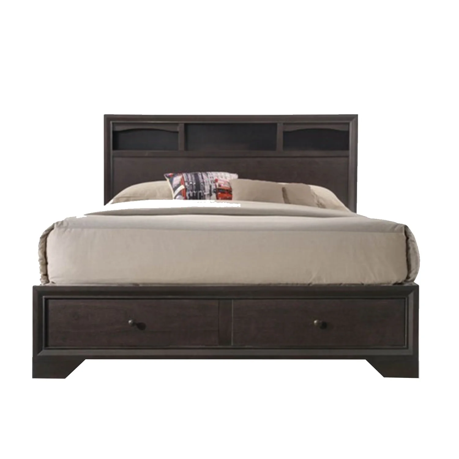 87" X 79" X 48" Espresso Rubber Wood King Bed With Storage