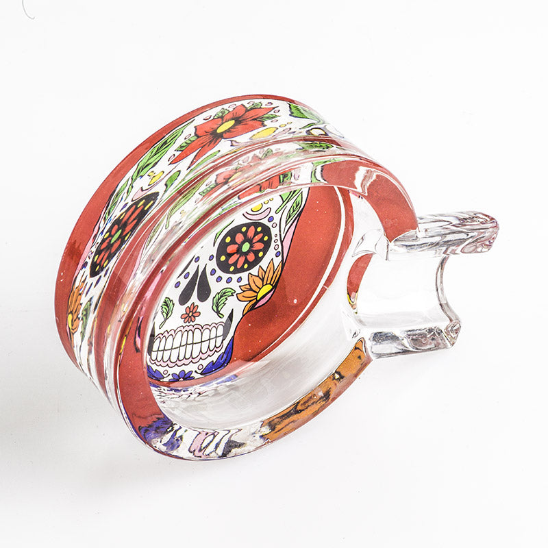 Day of Dead Skull Glass Ashtray (Random Pattern)