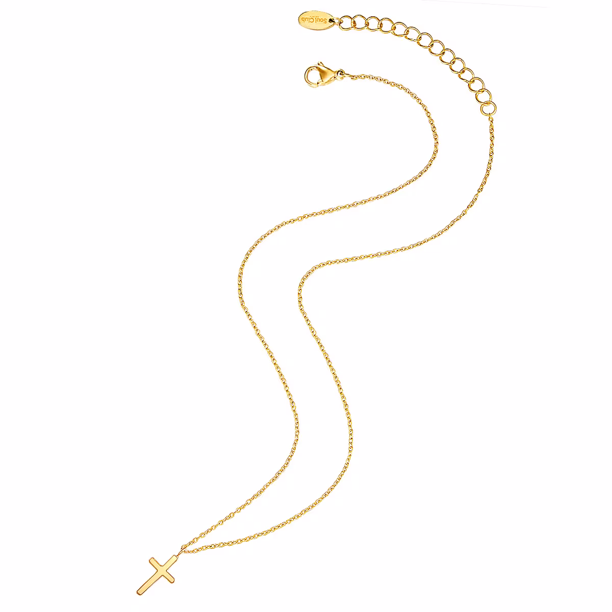 Halskette Kreuz Edelstahl in Gelbgold