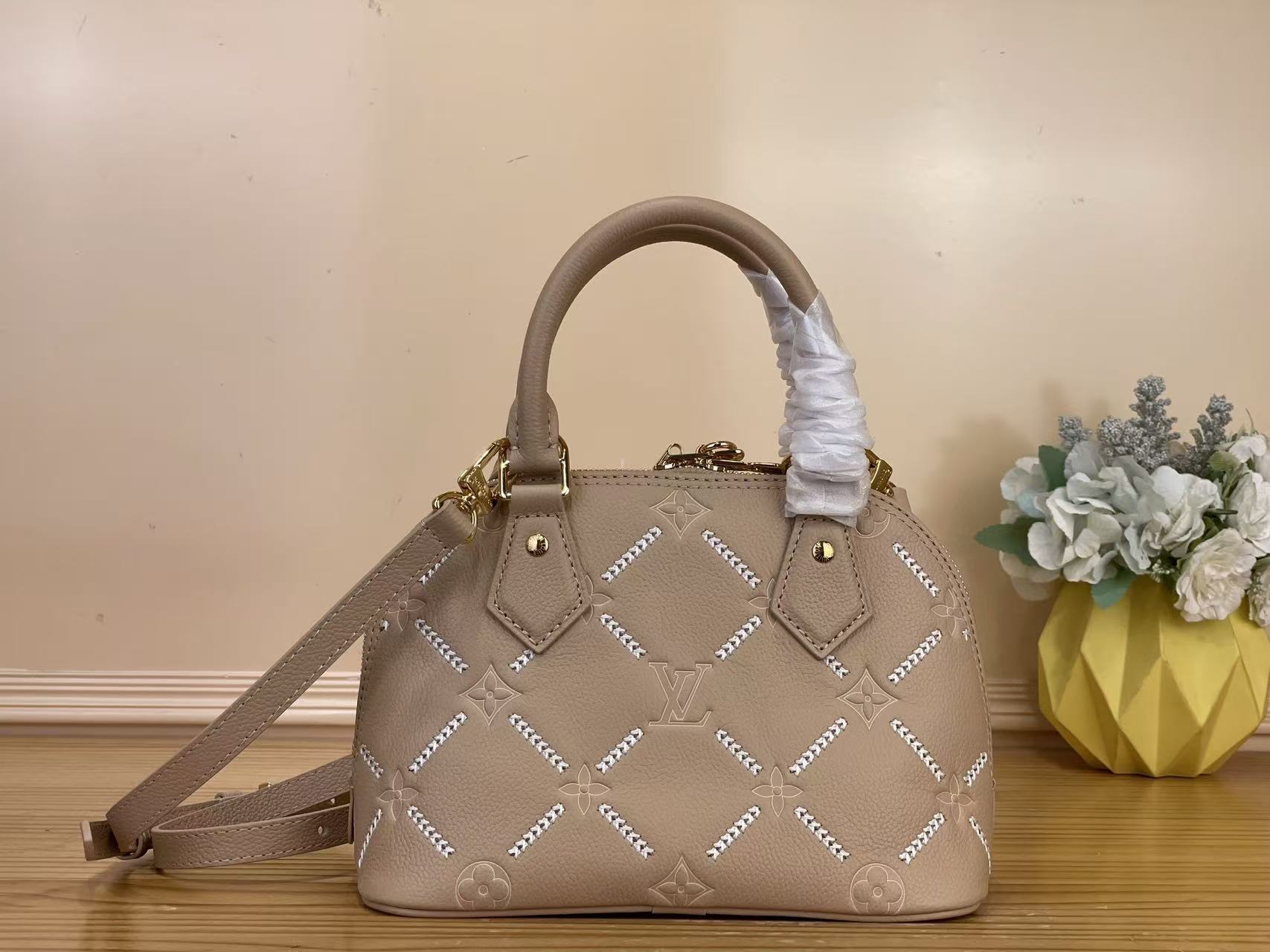 LV New Gray Brown Embroidered Alma BB handbag