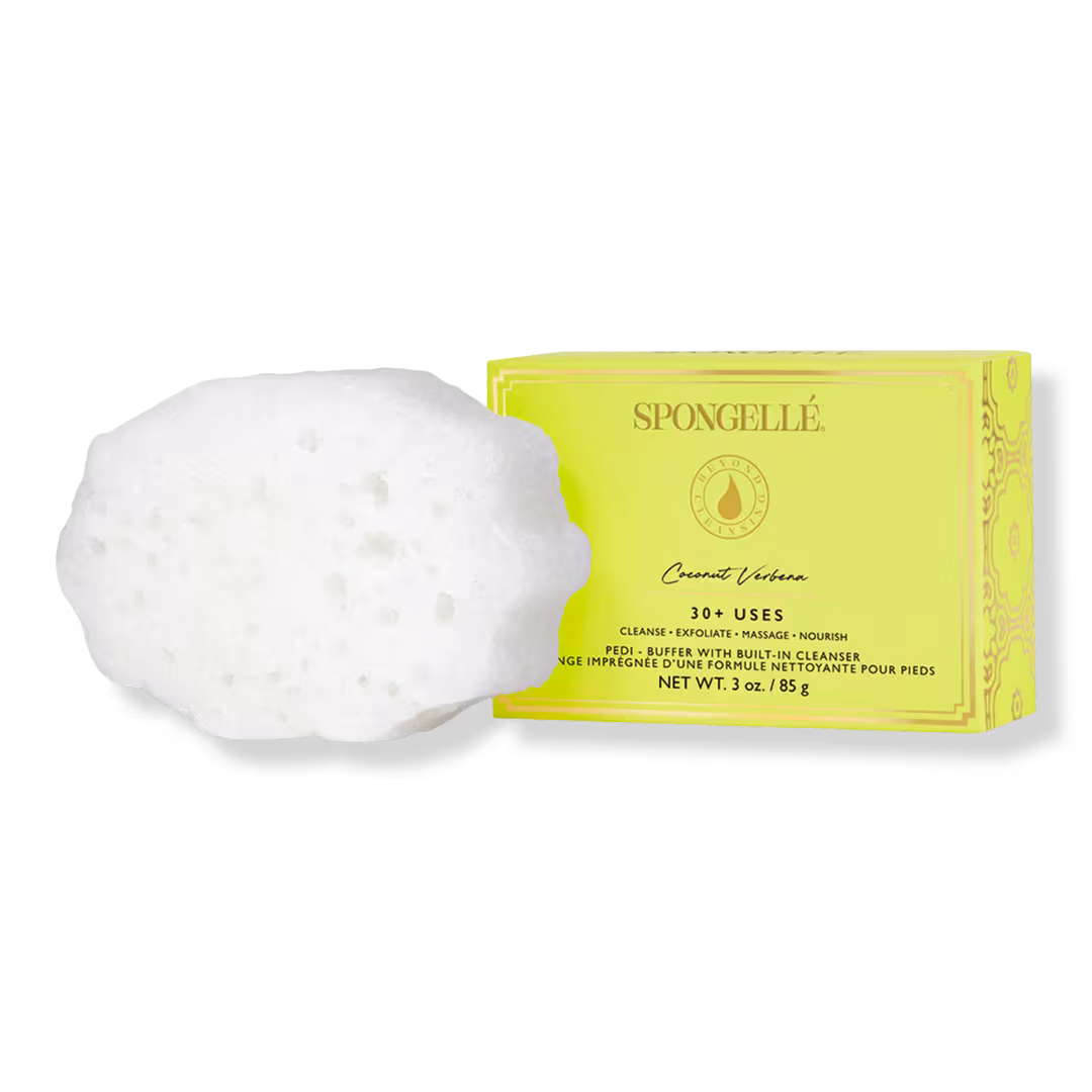SPONGELLE  Coconut Verbena Pedi Buffer | Exfoliating Foot Scrub & Cleanser