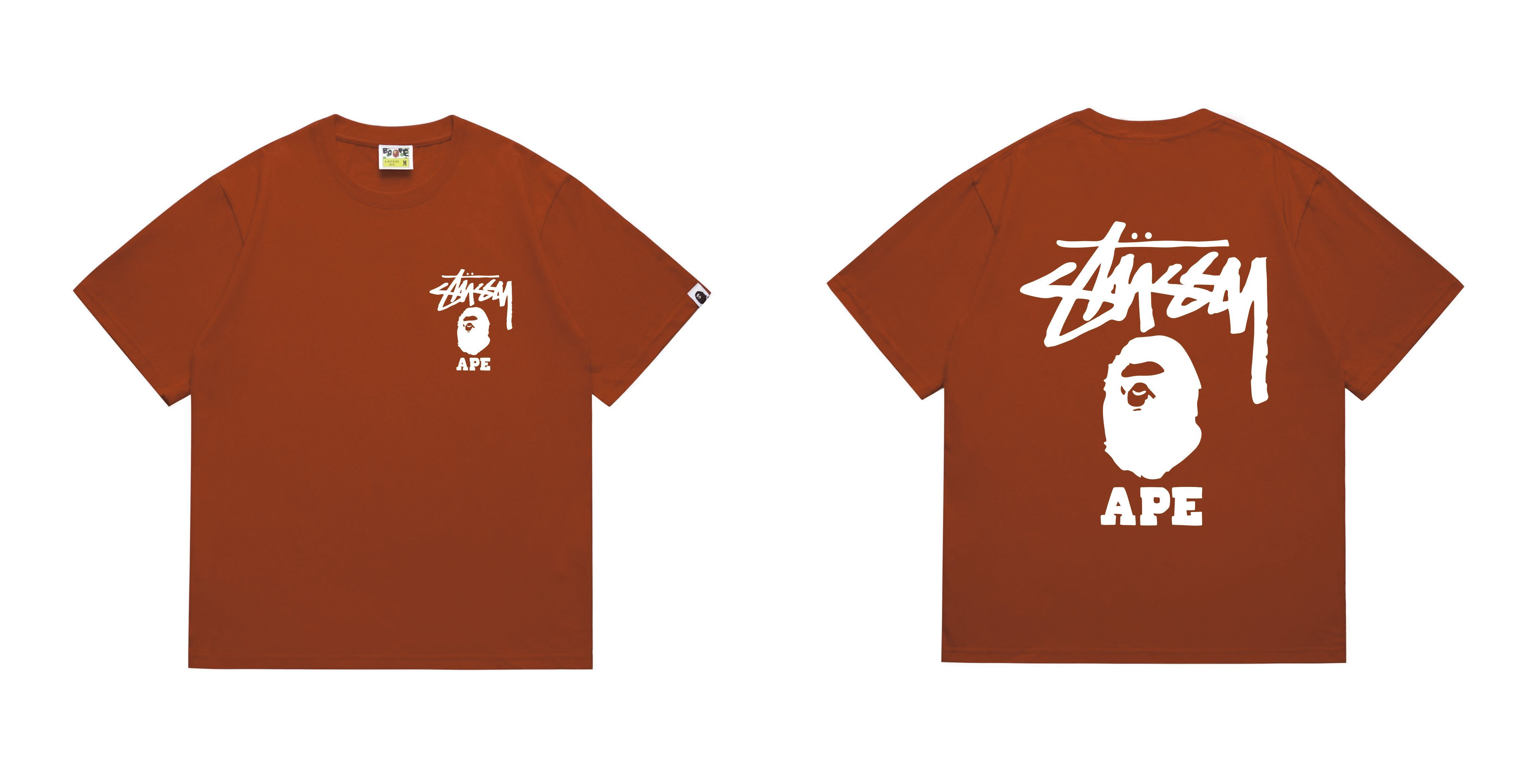 Red minimalist graffiti logo short-sleeved shirt