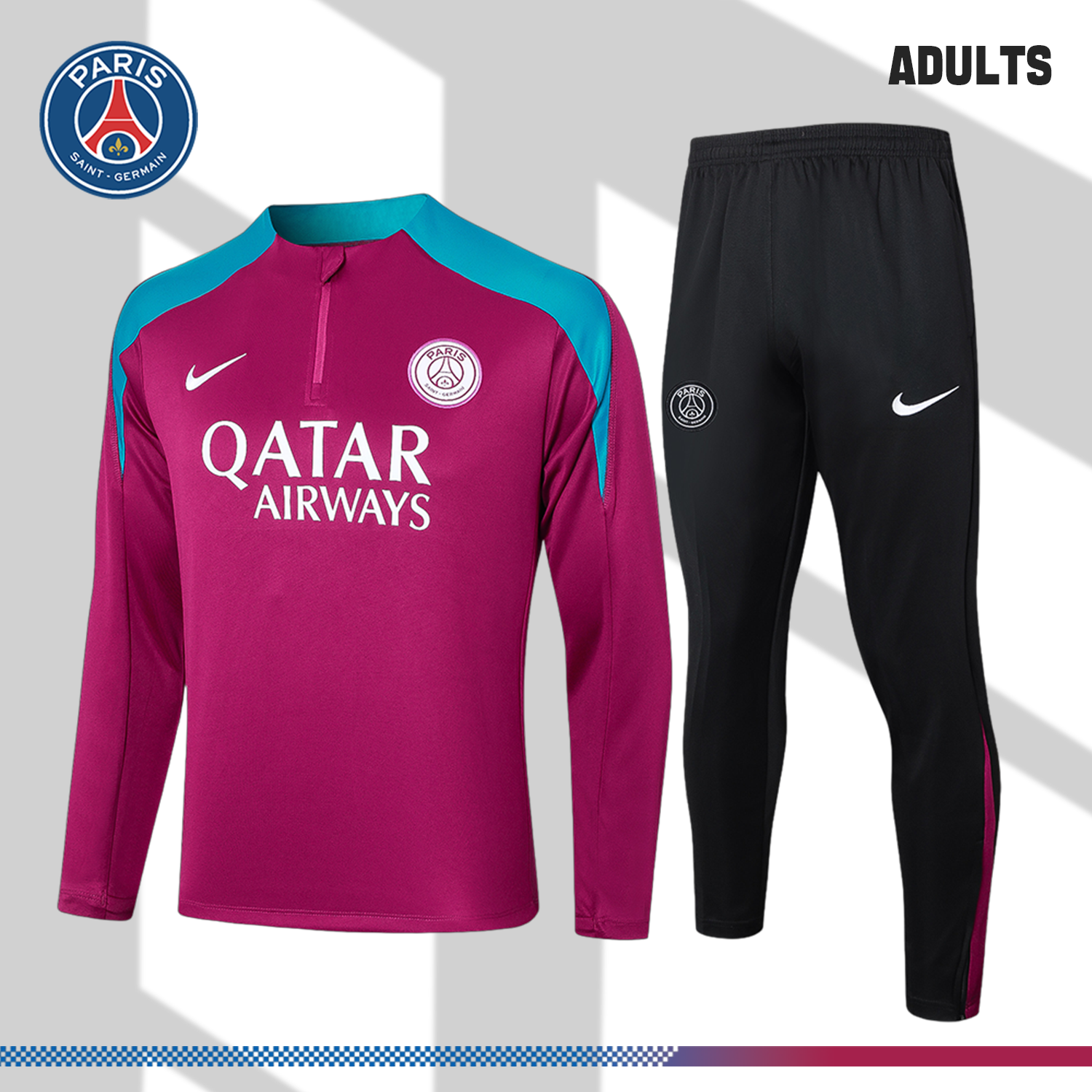 24/25 Paris Saint-Germain Half-Zip Tracksuit (Adult Kit)