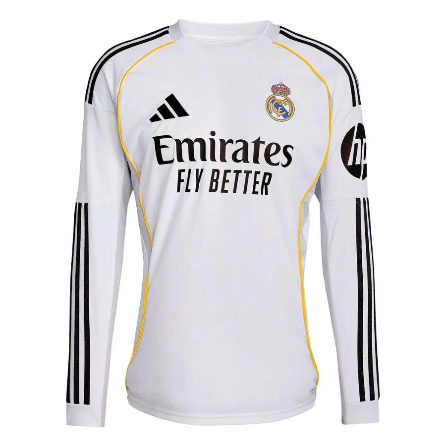 Real Madrid Long Sleeve Home Jersey Men White 2025 2026