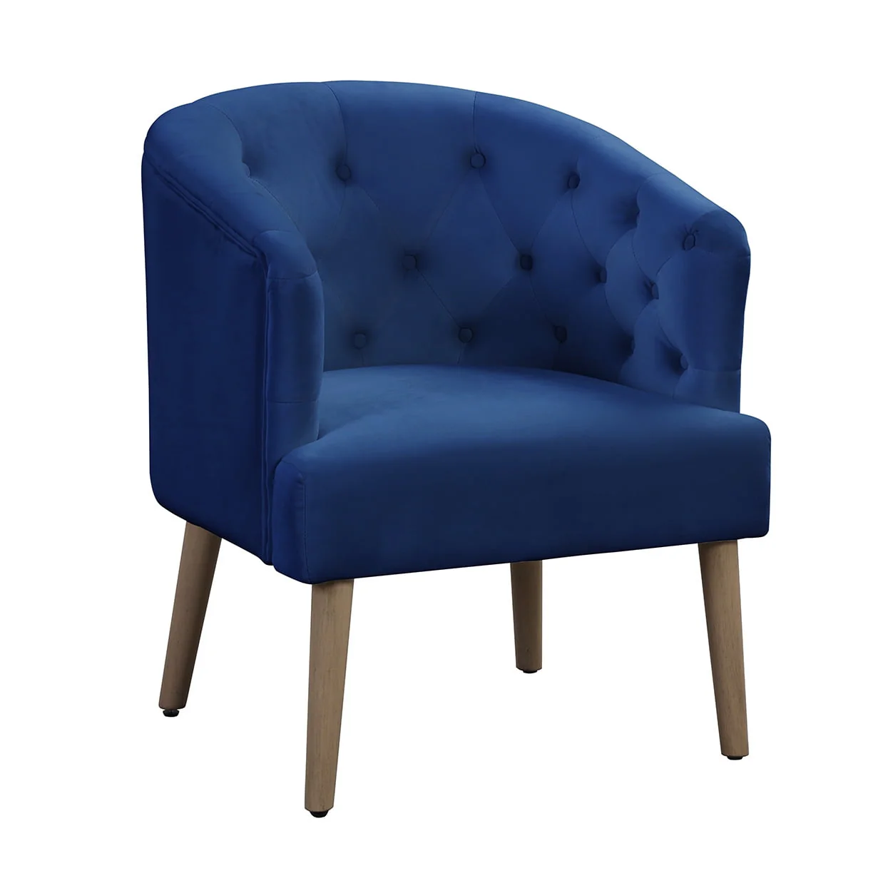 Better Homes & Gardens Barrel Accent Chair,Deep Cobalt Blue, Velvet Upholstery, Adult