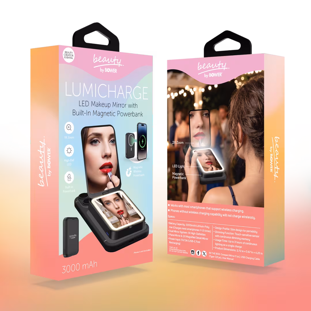 Beauty by Bower  LUMICHARGE LED Makeup Mirror with Built-In Power Bank