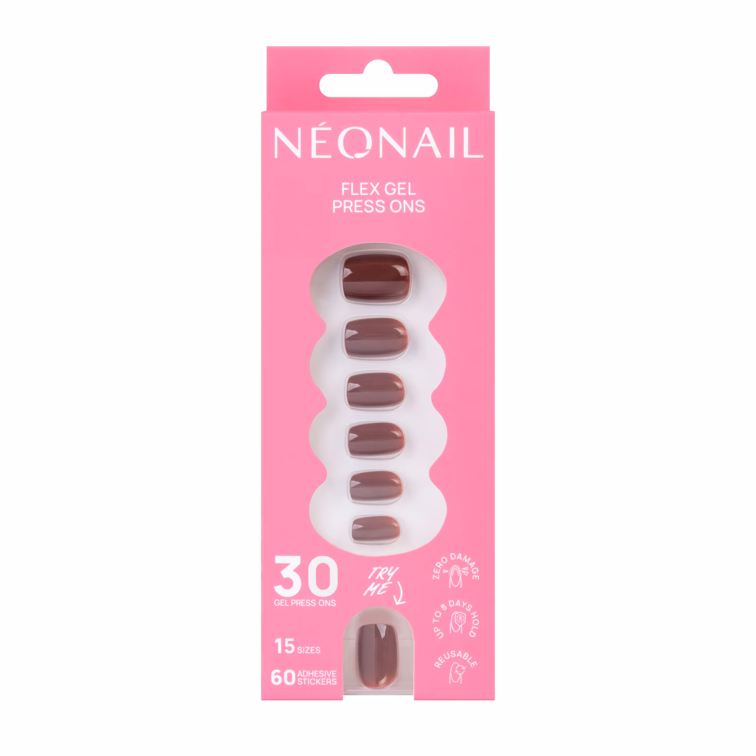 Flex Gel Press Ons 30 Stk -  Merlot Short Square